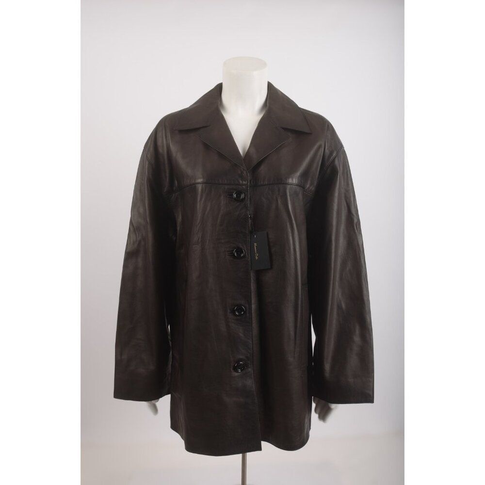 Massimo Dutti Womans Leather Coat Jacket Size M Black 4706/816 Nwt $350 — image 2 of 8